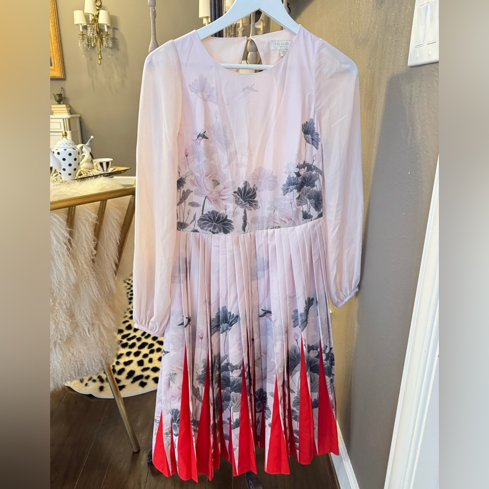 Ted Baker Long Sleeve Midi Bird Dress